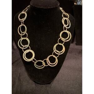 Sterling 925 geometric interlocking multi ring circle 18” necklace VTG